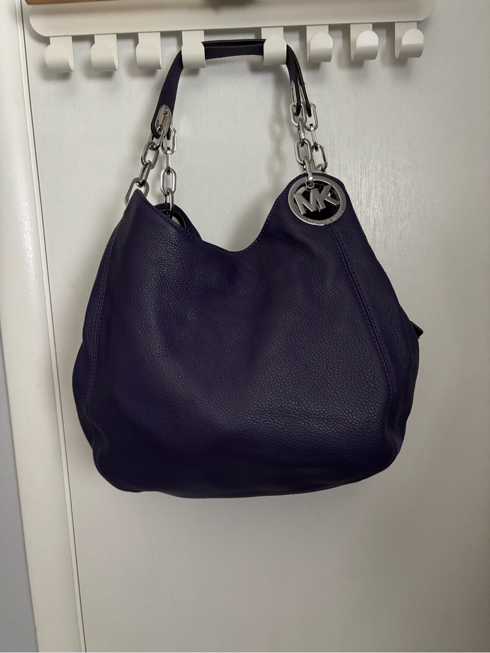 Michael Kors Fulton Large Shoulder/Hobo Bag Purple/Iris/Violet Pebbled Leather